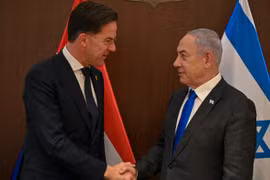 Thủ tướng Israel Benjamin Netanyahu (phải) và người đồng cấp Hà Lan Mark Rutte. (Nguồn: GPO)