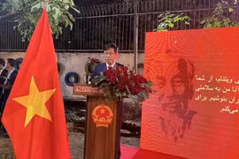 Đại sứ Việt Nam tại Iran Lương Quốc Huy phát biểu tại lễ kỷ niệm 79 năm Quốc khánh 2/9. (Ảnh: Nguyễn Trường/TTXVN)