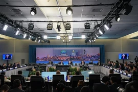 Bộ trưởng Tài chính Mỹ Janet Yellen phát biểu tại phiên họp thứ nhất Hội nghị Bộ trưởng Tài chính các nền kinh tế thành viên APEC ở San Francisco, California (Mỹ) ngày 13/11/2023. (Ảnh: AFP/TTXVN)