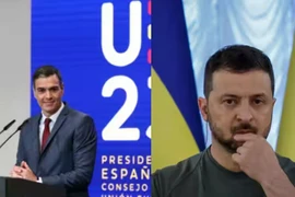 Thủ tướng Tây Ban Nha Pedro Sanchez và Tổng thống Ukraine Volodymyr Zelensky. (Nguồn: Reuters)