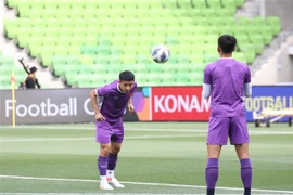 Các cầu thủ đội tuyển Việt Nam tập luyện trước trận lượt về gặp đội tuyển Australia. (Ảnh: TTXVN phát) 