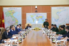 Thượng tướng Hoàng Xuân Chiến, Ủy viên Trung ương Đảng, Thứ trưởng Bộ Quốc phòng, phát biểu. (Ảnh: TTXVN phát) 