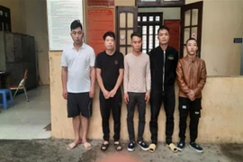 Nhóm đối tượng bị bắt giữ. (Ảnh: TTXVN phát)