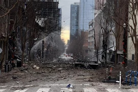 Hiện trường vụ nổ ở Nashville, bang Tennessee, Mỹ ngày 25/12/2020. (Nguồn: AFP/TTXVN) 