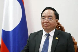 Bộ trưởng Bộ Kế hoạch Đầu tư Lào, ông Khamjane Vongxa, tại cuộc trả lời phỏng vấn. (Ảnh: Phạm Kiên/TTXVN) 