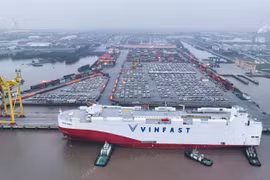 Tàu Silver Queen chở 1.879 xe VinFast VF 8. (Nguồn: Vietnam+)