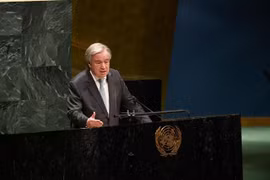 Tổng Thư ký Liên hợp quốc Antonio Guterres phát biểu tại cuộc họp ở New York, Mỹ ngày 28/1/2021. (Nguồn: THX/TTXVN) 