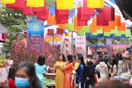 Rất đông du khách, độc giả đến phố sách trong những ngày đầu Xuân mới. (Ảnh: Minh Quyết/TTXVN) 