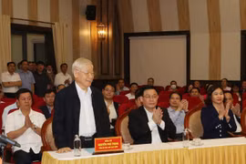 Tổng Bí thư, Chủ tịch nước Nguyễn Phú Trọng tại Hội nghị lấy ý kiến nhận xét và tín nhiệm cử tri nơi cư trú. (Ảnh: Trí Dũng/TTXVN)