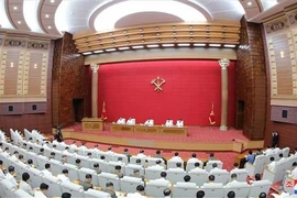 Toàn cảnh phiên họp toàn thể lần thứ 6 Ủy ban Trung ương Đảng Lao động Triều Tiên tại Bình Nhưỡng ngày 19/8/2020. (Nguồn: YONHAP/TTXVN) 