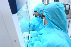 Các y, bác sỹ tại Phòng xét nghiệm Realtime-PCR. (Nguồn: TTXVN phát)