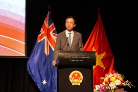 Đại sứ Việt Nam tại Australia Phạm Hùng Tâm phát biểu tại sự kiện. (Ảnh: Thanh Tú/TTXVN)