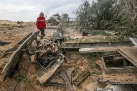 Hiện trường một vụ không kích của Israel tại Rafah, phía Nam Dải Gaza, ngày 31/1/2020. (Nguồn: AFP/TTXVN) 