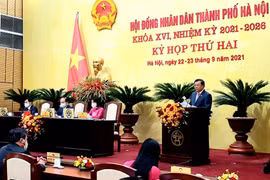 Toàn cảnh kỳ họp thứ 2 Hội đồng Nhân dân thành phố Hà Nội khóa XVI. (Ảnh: Nguyễn Dũng/TTXVN) 