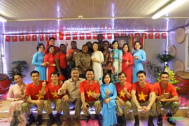 Lực lượng gìn giữ hòa bình Liên hợp quốc của Việt Nam kỷ niệm 77 năm Quốc khánh tại Nam Sudan. (Nguồn: qdnd.vn) 