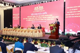 Chủ tịch Quốc hội Vương Đình Huệ phát biểu kết luận hội nghị. (Ảnh: Doãn Tấn/TTXVN)