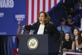 Phó Tổng thống Mỹ Kamala Harris phát biểu trong một cuộc vận động tranh cử. (Ảnh: Kyodo/TTXVN)