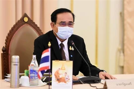 Thủ tướng Thái Lan Prayut Chan-o-cha phát biểu trong cuộc họp nội các tại Bangkok ngày 3/4/2020. (Nguồn: AFP/TTXVN) 