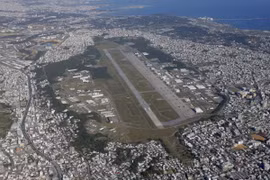 Căn cứ Không quân Futenma của Mỹ ở Ginowan, tỉnh Okinawa, Nhật Bản, ngày 8/12/2023. (Ảnh: Kyodo/TTXVN)