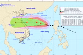 Vị trí và đường đi của bão số 8. (Nguồn: nchmf.gov.vn) 