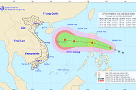 Đường đi và vị trí của áp thấp nhiệt đới. (Nguồn: nchmf.gov.vn) 