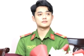 Chiến sỹ Phan Đức Mạnh tại buổi lễ. (Nguồn: TTXVN phát) 