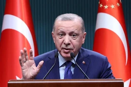 Tổng thống Thổ Nhĩ Kỳ Recep Tayyip Erdogan phát biểu tại Ankara. (Ảnh: AFP/TTXVN) 