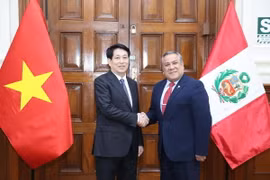 Chủ tịch nước Lương Cường hội kiến Chủ tịch Hội đồng Bộ trưởng Peru Gustavo Adrian Adrianzén. Ảnh: Lâm Khánh – TTXVN