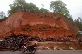 Hiện trường một vụ sạt lở ở Yên Bái. (Nguồn: TTXVN phát) 