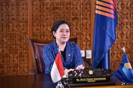 Chủ tịch Hạ viện Indonesia Puan Maharani tại phiên họp toàn thể Đại Hội đồng liên nghị viện Hiệp hội Các nước Đông Nam Á (AIPA) lần thứ 41 khai mạc sáng 8/9. (Nguồn: TTXVN phát) 