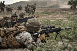 Binh sỹ Mỹ tham gia cuộc tập trận chung thường niên Hổ mang Vàng Mỹ-Thái Lan tại tỉnh Rayong, Thái Lan, ngày 28/2/2020. (Ảnh: AFP/TTXVN) 