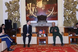 Thượng tướng Nguyễn Chí Vịnh và ông Daniel J. Kritenbrink tại buổi tiếp. (Nguồn: TTXVN/phát) 