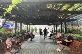 Người dân Hong Kong đọc sách ở các khu dừng nghỉ trên đường phố. (Ảnh: Mạc Luyện/Vietnam+) 