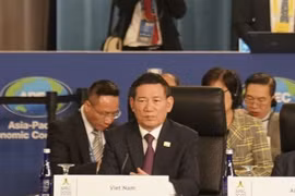 Bộ trưởng Hồ Đức Phớc tại Hội nghị Bộ trưởng Tài chính APEC năm 2023 sáng 13/11. (Ảnh: Kiều Trang/TTXVN)