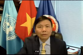 Đại sứ Đặng Đình Quý, Trưởng Phái đoàn đại diện thường trực Việt Nam tại Liên hợp quốc, phát biểu tại phiên họp của Hội đồng Bảo an. (Ảnh: Hữu Thanh/TTXVN) 