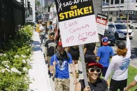 Các diễn viên tham gia cuộc đình công vào ngày 14/7. (Nguồn: Getty Images)