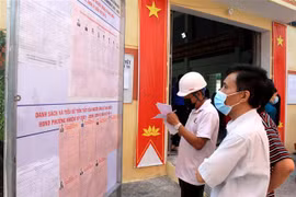 Cử tri tìm hiểu thông tin về các ứng cử viên tại khu vực bỏ phiếu số 4 phường Trần Hưng Đạo, thành phố Thái Bình. (Ảnh: Thế Duyệt/TTXVN) 