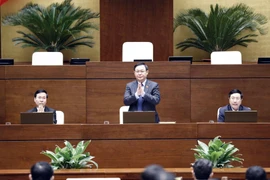 Chủ tịch Quốc hội Vương Đình Huệ đồng chủ trì hội nghị. (Ảnh: Doãn Tấn/TTXVN) 