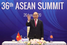 Thủ tướng Nguyễn Xuân Phúc, Chủ tịch ASEAN 2020, tại Lễ khai mạc Hội nghị Cấp cao ASEAN lần thứ 36. (Ảnh: Thống Nhất/TTXVN) 