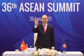 Thủ tướng Nguyễn Xuân Phúc, Chủ tịch ASEAN 2020, tại Lễ khai mạc Hội nghị Cấp cao ASEAN lần thứ 36. (Ảnh: Thống Nhất/TTXVN) 