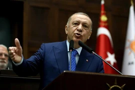 Tổng thống Thổ Nhĩ Kỳ Recep Tayyip Erdogan phát biểu tại Ankara ngày 18/5/2022. (Ảnh: THX/TTXVN) 