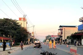 Hiện trường vụ tai nạn giao thông. (Ảnh: TTXVN phát) 