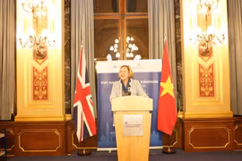 Bà Anne-Marie Trevelyan, Quốc vụ khanh phụ trách Ấn Độ Dương-Thái Bình Dương Bộ Ngoại giao Anh, phát biểu khai mạc Lễ công bố Năm hữu nghị Việt Nam-Vương quốc Anh 2023. (Ảnh: Phong Hà/Vietnam+)