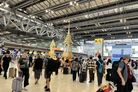Sân bay Suvarnabhumi tấp nập khách qua lại sáng 9/3/2024. (Ảnh Đỗ Sinh/TTXVN)