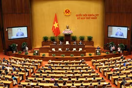 Chủ tịch Quốc hội Vương Đình Huệ phát biểu bế mạc Kỳ họp thứ nhất, Quốc hội khóa XV. (Ảnh: Phạm Kiên/TTXVN) 