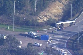Hiện trường vụ tai nạn xe buýt tại vùng Hunter thuộc bang New South Wales, Australia ngày 12/6/2023. (Ảnh: AFP/TTXVN)