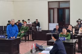Đại diện Kiểm sát viên xét hỏi đối với bị cáo Đỗ Đình Tám. (Ảnh: Vũ Hà/TTXVN)