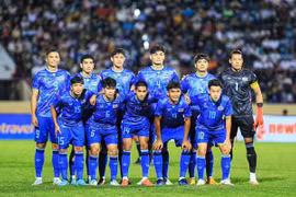 Các cầu thủ của U23 Thái Lan. (Ảnh: Tuấn Anh/TTXVN) 