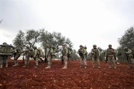 Binh sỹ Thổ Nhĩ Kỳ tại làng Qaminas, cách thành phố Idlib (Syria) khoảng 6km về phía Đông Nam, ngày 10/2/2020. (Nguồn: AFP/TTXVN) 