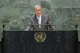 Tổng Thư ký Liên hợp quốc Antonito Guterres phát biểu tại phiên họp. (Ảnh: Khắc Hiếu/TTXVN) 